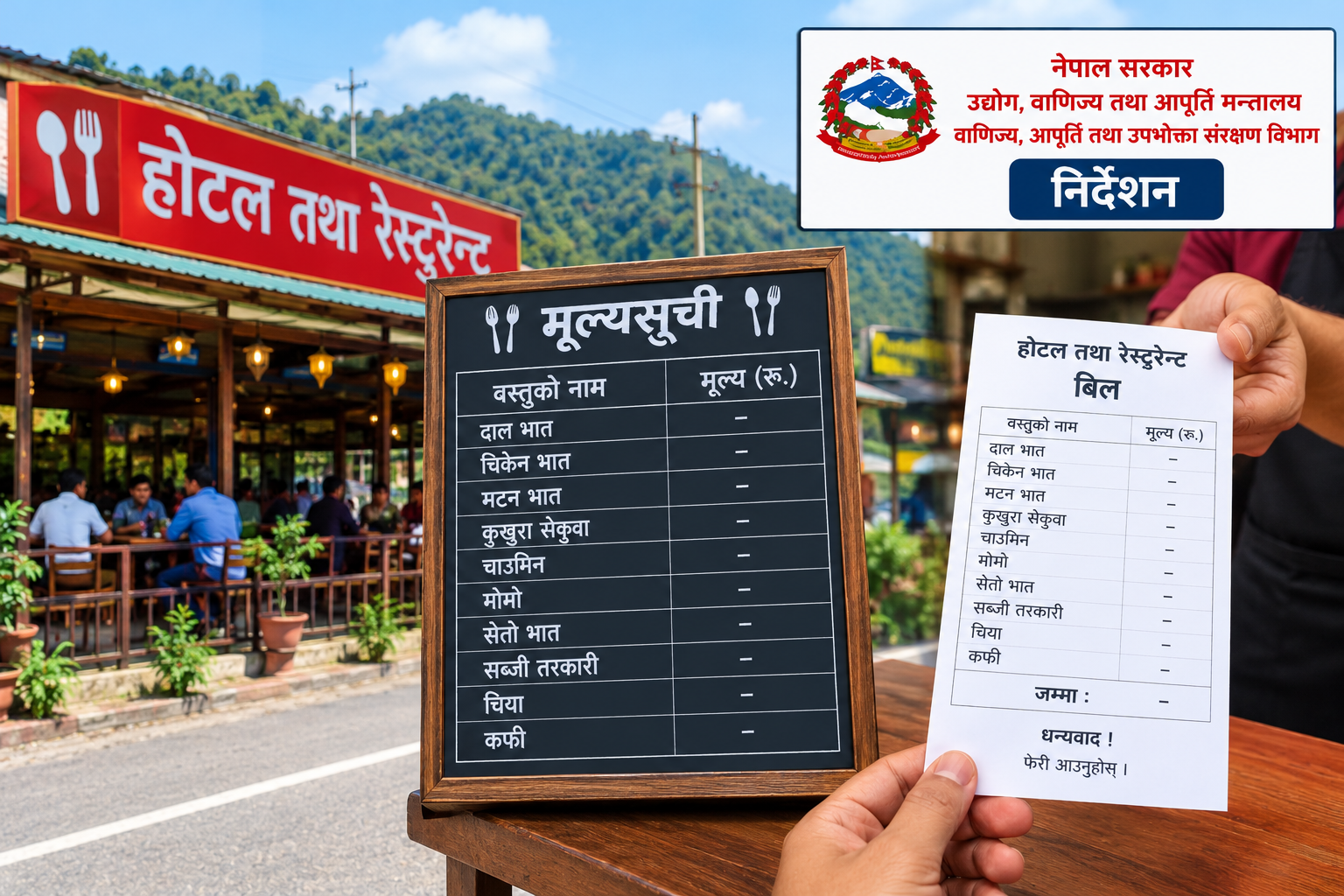 राजमार्गका होटल तथा रेस्टुरेन्टलाई मूल्यसूची राख्न र ग्राहकलाई बिल दिन विभागको निर्देशन